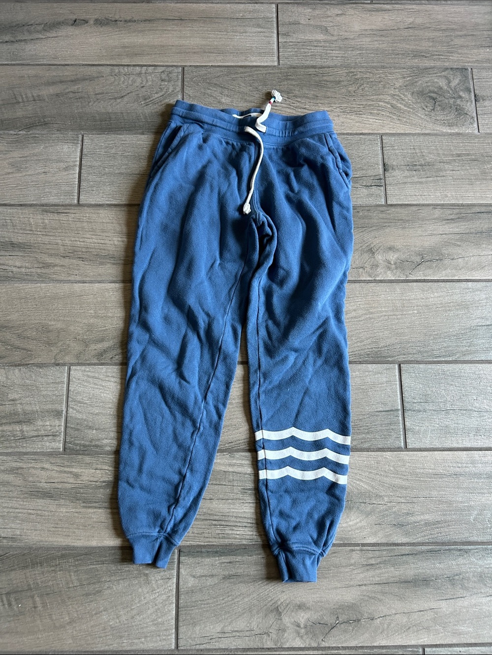 Sol Angeles Blue Jogger Sweatpants with White Stripe Detail